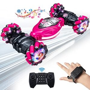 KunisJoy 1/14 Gesture RC Monster Truck Large Used RC Monster Trucks for Boys Adults Hand Controlled All Terrain Stunt Car with 360 Flips Lights Music
