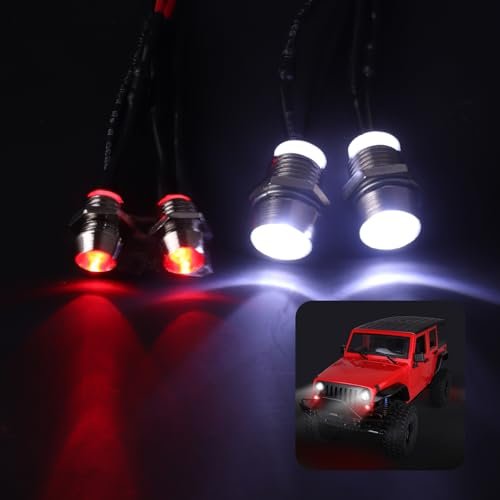 FriHobby RC Car Body Shell 1/8 LED Light Headlights Taillight Kit with 4 Super Bright LEDs for Traxxas Arrma Redcat HSP Tamiya Axial Losi Models