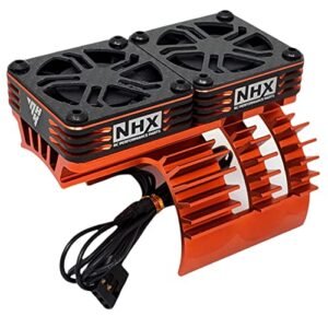 NHX RC 1 5 Twin Cyclone Aluminum HV Cooling Fans with Cover Motor Heatsink Orange for RC Helicopter Cyclone