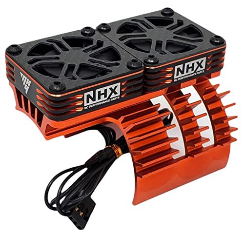 NHX RC 1 5 Twin Cyclone Aluminum HV Cooling Fans with Cover Motor Heatsink Orange for RC Helicopter Cyclone
