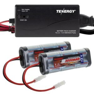 Tenergy 2 Pack 7.2V 3000mAh Flat NiMH Battery Packs with Smart Charger Compatible with SIG MFG RC Airplanes
