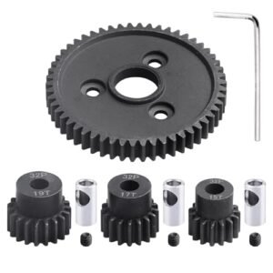 CrazyHobby Metal Masher RC Body 54T 32P Spur Gear and 15T 17T 19T Pinions Gear Set with 3.175mm Coupler for Traxxas Models