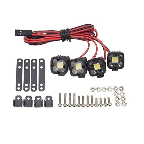 DKKY RC Car Wraith LED Spotlights 1/10 Scale Crawler Accessories for Axial SCX10 90046 Traxxas TRX4 TRX6 Wraith RR10 MST Redcat Gen8 4 Single Lights Without Controller