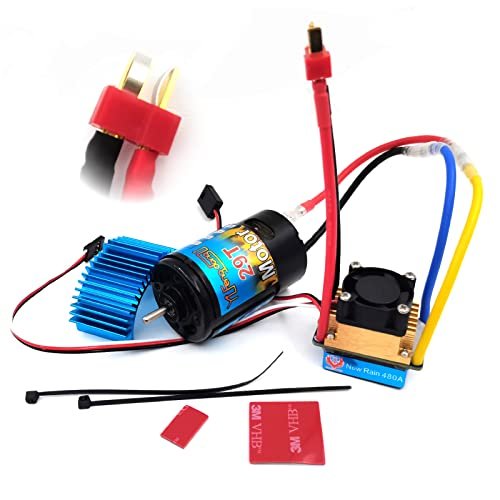 Yifengdongli T Plus 480A 29T Waterproof Brushed ESC Speed Controller with 5V 3A BEC for Honda Odyssey RC Car and 1/10 RC Crawler SCX10 D91 Traxxas Tamiya HSP