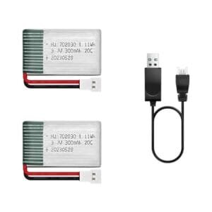 HAWKS WORK 2 Pcs 3.7V 300mAh Lipo Battery with XH2.54 Connector Helicopter Saves RC Plane Drone and Toys