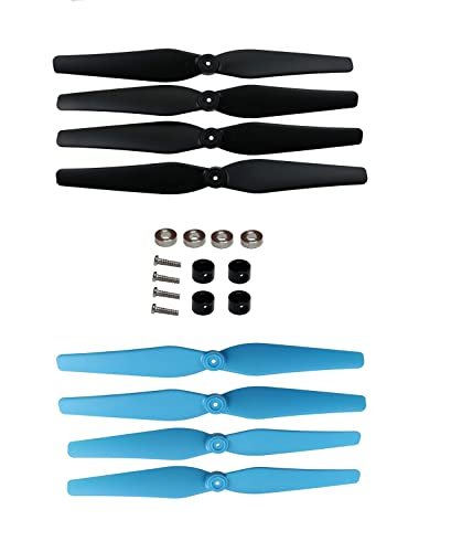 VVTR DRC 888 and DRC 446 Drones Propeller Blades Set 4 Black 4 Blue with Holders