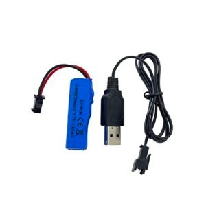 Threeking 3.7V 500mAh 14500 Rechargeable Li ion Battery with USB Charger for RC Boat Toys and Remote Control Vehicles