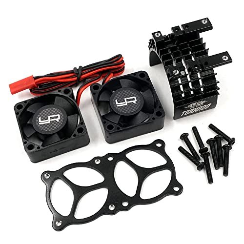 Yeah Racing Aluminum 540 550 Motor Heat Sink with Twin Tornado Fans for RC Tornado Jet Black