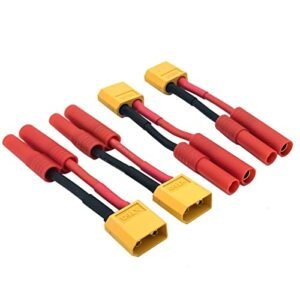 4PCS XT60 to HXT 4MM Male Bullet Connectors Adapter for RC Lipo Battery Compatible with Mirage 2000 RC Plane RedCat Racing Exceed RC