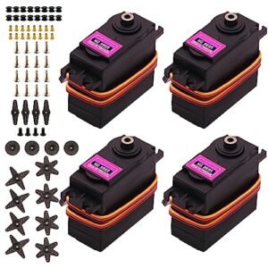 CenryKay MG996R Servo Motor 4PCS Metal Gear Digital High Torque High Speed for RC Helicopter Com Arduino Robot Smart Car