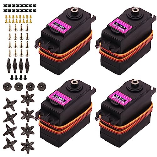 CenryKay MG996R Servo Motor 4PCS Metal Gear Digital High Torque High Speed for RC Helicopter Com Arduino Robot Smart Car