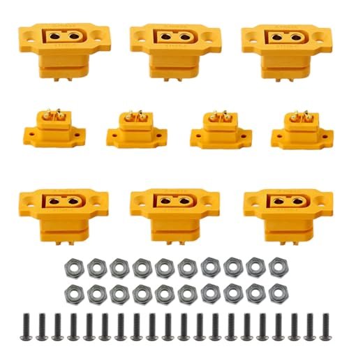 Amass 10 PCS XT60E-F Mountable XT60E Female Plug Connector with Screws for RC Drone Aircraft FPV Racing Drone