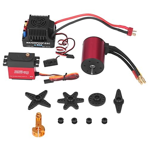 RC Car Brushless Motor Kit with Nitro RC Fuel Line Routing S3650 4300KV Motor 60A ESC 25KG Servo for 1/8 1/10 Scale Models