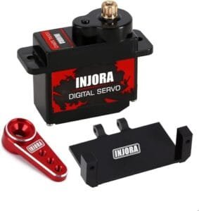 INJORA 12g Digital V2 RC Car Servo Arm with Metal Mount and 15T Arm for AX24 Axial SCX24 Upgrade Parts Red