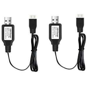 URGENEX USB Charger Cable for 6x6x6 RC Truck 2S 7.4V Lipo Battery with XH 3P Connector 1A Output Compatible with Axial SCX24 SCX10 RC Cars Drones and Boats 2 Pack