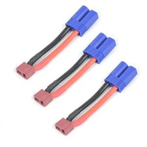 JFtech 3 pcs EC5 Male to T Plug Female Connector RC Conversion Adapter 12 AWG Wire Cable for RC Hobby Fuquay Model FPV Drone Car Lipo NiMH Battery ESC
