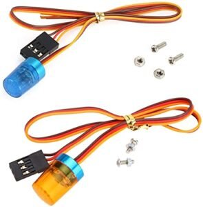 WONFAST RC Police Helicopter with Lights 360° Rotation 5 Modes Ultra Bright LED Strobe Lights Compatible with 1/8 1/10 RC Model Truck Car Accessory 2Pack Yellow Blue