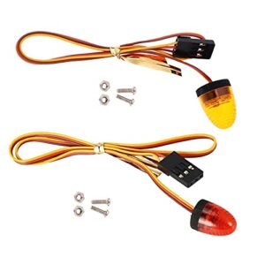 WONFAST 2PACK Circular Ultra Bright LED Police Flash Light Rotating Alarming Strobe Lamp for RC Truck with Crane 5Modes Compatible with 1/8 1/10 1/14 RC Model Firefighting Ambulance Crawler Truck Car Accessory Red Yellow