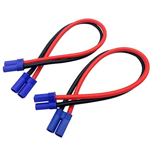 2 Pack EC5 Male to Female Connector Cable Extension Wire 50CM 10AWG for RC Airplane Gas Fuel Line Battery Charger