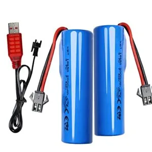 KBT 3.7V 2000mAh Rechargeable Li ion Battery 2 Pack with SM 2P Plug Charging Cable for Boat RC Parts and Cars