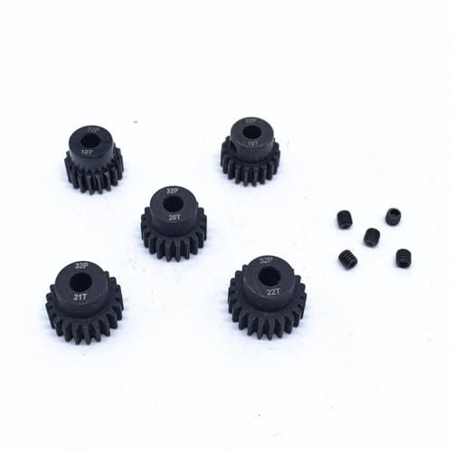 KingVal Replacement 5PCS 32DP 5mm Steel Pinion Motor Gear Set for RC Car Camaro Body Brushed Brushless Motors