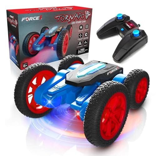 Force1 Tornado Red LED Remote Control Outdoor RC Cars for Kids with 360 Flips and All Terrain Tires
