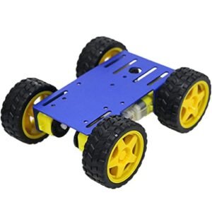 DIY Smart Robot Car Chassis Kit with Speed Encoder TT Motor C101 4WD Leaf Texture Wheel Metal Panel for Arduino Raspberry Pie Microbit Educational Teaching Kit Blue Fixes RC Car Wheel Wobble