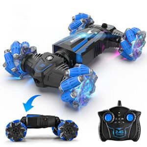 BEZGAR RC Plane Smoke Bomb Remote Control Car with 2.4Ghz All Terrain 4WD and LED Lighting for Kids and Adults