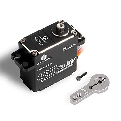 FLASH HOBBY 45KG Coreless Servo 8.4V High Torque Full Metal Gear RC Hobby Servo IP67 Waterproof for 1/10 Scale RC Cars Crawler Trucks Robot Parts