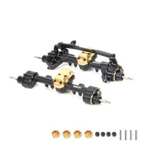 RCAWD Front and Rear Portal Axle Set for Axial SCX24 Upgrades with Steel Gears Brass Worm Gears and Brass Third Member Housing