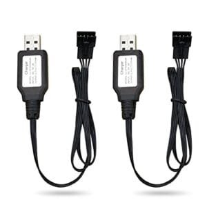 SM4P RC Li Ion Battery Charger USB Charging Cable 2 Pack for 7.4V RC Car Boat Gel Ball Blaster