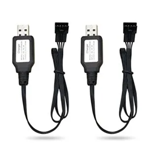 SM4P RC Li Ion Battery Charger USB Charging Cable 2 Pack for 7.4V RC Car Boat Gel Ball Blaster