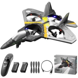 GoolRC V17 Biggest RC Fighter Jet 2.4Ghz Foam Remote Control Airplane with Spinning Drone Gravity Sensing and Cool Lights