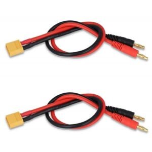 LINSYRC XT60 Male to 4MM Bullet Connector Banana Plug RC Battery Charging Cable Adapter with 11.8inch 14AWG Silicone Wire for Hawk RC Helicopter Quadcopter Lipo Battery