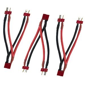 skrnrhrery T Plug Parallel Connector with 14awg 10cm Silicone Cord for RC Lithium Battery Connection Perfect for Code RC Ro Ghoul Enthusiasts 3 Piece Set