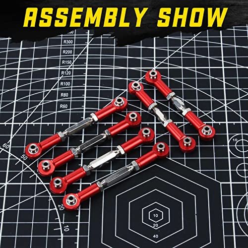 RCAWD Adjustable Turnbuckles Tie Rod Set for Big Foot RC Trucks 1/10 Arrma 3s Models Upgrade Parts AR330446 Red