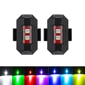 PIFOOG 7 Colors Mini Strobe Light for Ducati Nitro RC Motorcycle LED Lights USB Rechargeable Lightweight Night Flight Light Safe Visible 2PCS