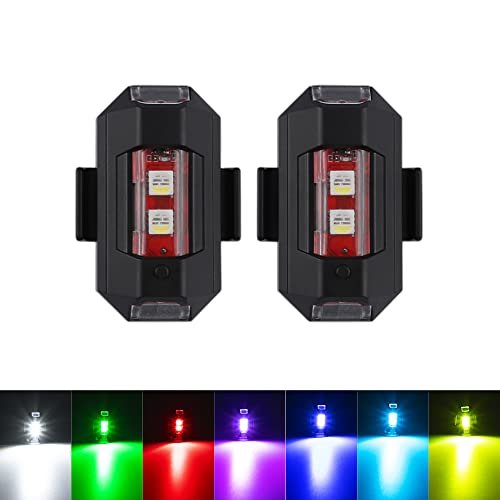 PIFOOG 7 Colors Mini Strobe Light for Ducati Nitro RC Motorcycle LED Lights USB Rechargeable Lightweight Night Flight Light Safe Visible 2PCS