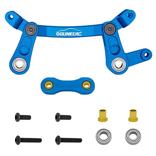 OGUNKE 1/10 Scale RC Rims and Tires Aluminum Alloy Steering Bellcrank Link for Arrma Senton Granite Typhon Kraton 4X4 Models Blue