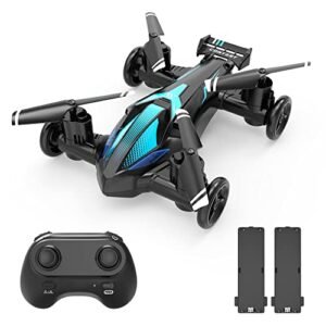 SkyRover RC Flying Lawnmower Plans Drone and Car Toy with Dual Mode 360° Rolling LED Lights and Speed Switch