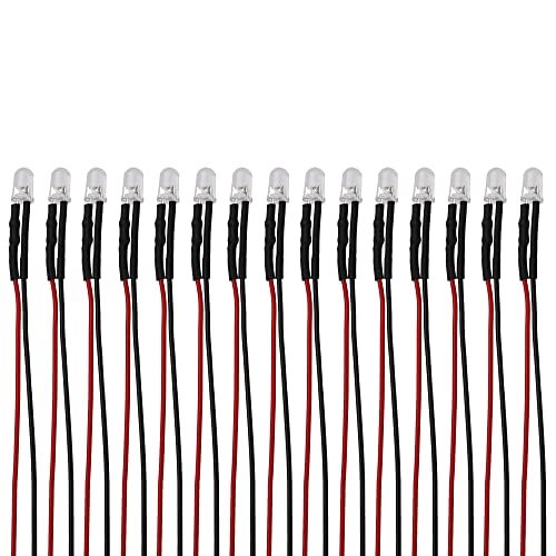 HIRCQOO 15PCS 3MM 5MM Pre Wired LED Lights for RC Traxxas Truck and Crawler Cars 12V Mini Single LED Bulbs DIY Parts 5mm Red