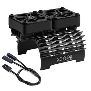 High Performance RC Cooling Fans Twin Motor 16000 RPM with Metal Heatsink for 1/6 RC Truck and 1/5 Scale Vehicles Compatible with 55 56 58mm Motors