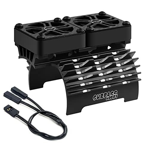 High Performance RC Cooling Fans Twin Motor 16000 RPM with Metal Heatsink for 1/6 RC Truck and 1/5 Scale Vehicles Compatible with 55 56 58mm Motors