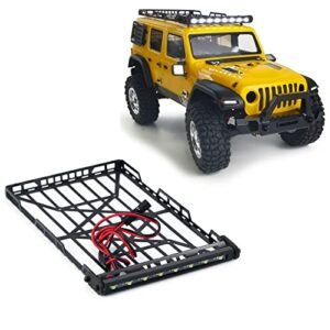 Axial SCX24 AXI00002 CRC RC Tires Roof Rack Luggage Carrier with 8LED Light Bar for 1 24 Scale Crawler Car