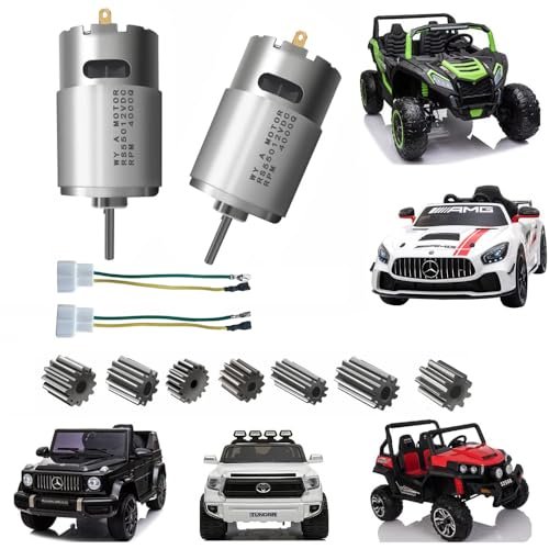 Hot Horse 2Pcs 12 Volt RS550 40000RPM Fast Electric Motor Drive Engine for Power Wheels Motor Upgrade 18V High Speed Motor Gearbox Accessories for Kid Ride On Car Motor Upgrade Replacement Parts