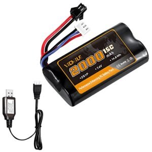 VICMILE 7.4V 2000mAh Li ion 2S Battery with SM 2P Plug for RC Boats AU and Cars High Capacity Rechargeable Pack