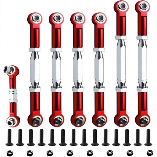 XZSNLYZ 1/10 RC Car Decals Stainless Steel Turnbuckles Camber Link Set for Traxxas Models 78 108mm Red