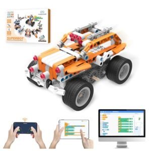 Makerzoid STEM Coding Robot Kits with Jeep Nukizer RC Body for Kids Ages 6+ 26 in 1 Educational Programmable Scratch Coding Robotics Kit 400+ Pcs
