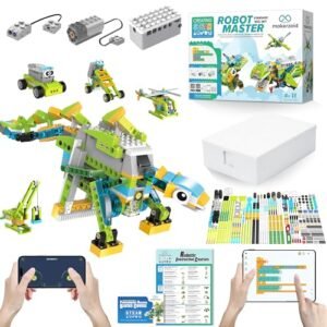 Makerzoid RC 01 Robot Building Kit for Kids 6+ 100 in 1 APP Control Programmable STEM Toy with 370 Blocks and 23 Video Courses