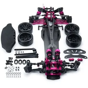 RCHUBAM CNC Carbon Fiber Frame Kit 1/10 Sakura D5 RC Drift Car Kit Rose Red